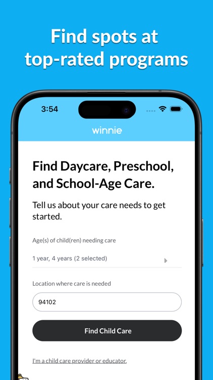 Winnie: Find Child Care Nearby