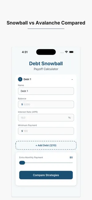 Debt Snowball vs Avalanche screenshot 1