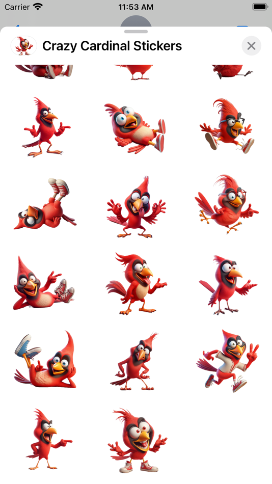 #3. Crazy Cardinal Stickers (iOS) بواسطة: Paul Scott