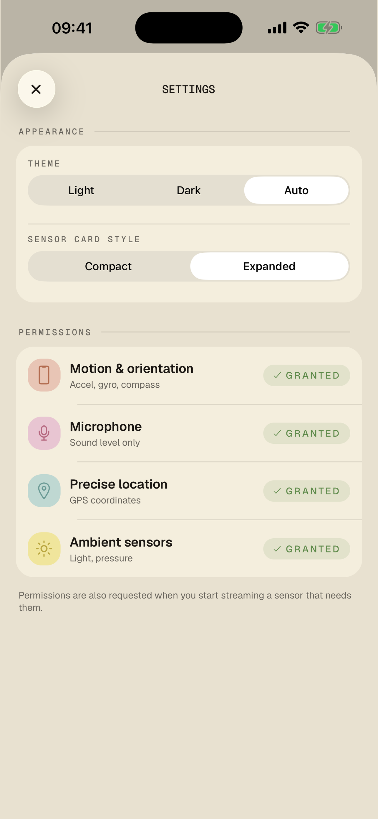 Sensor sender screenshot 3