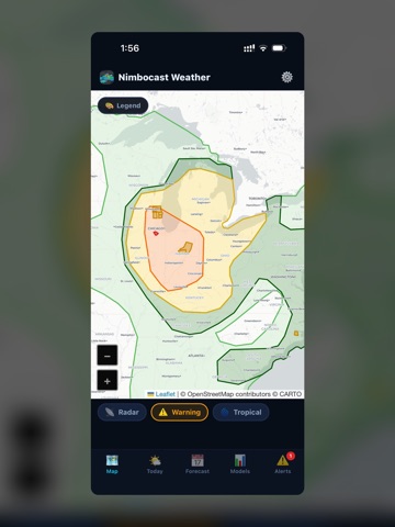 Nimbocast Weather radar iPad screenshot