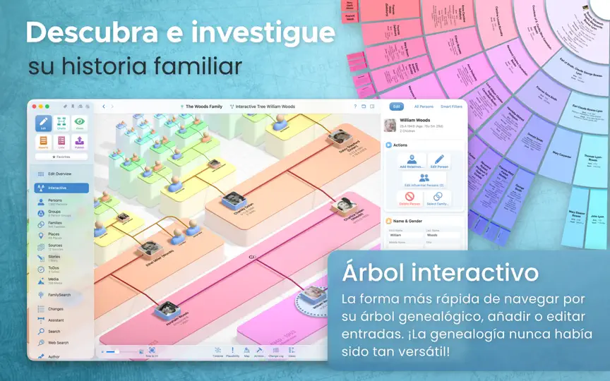 Captura de pantalla de MacFamilyTree 11 en iPhone 1
