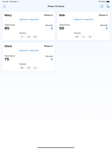 Phase 10 Score iPad screenshot