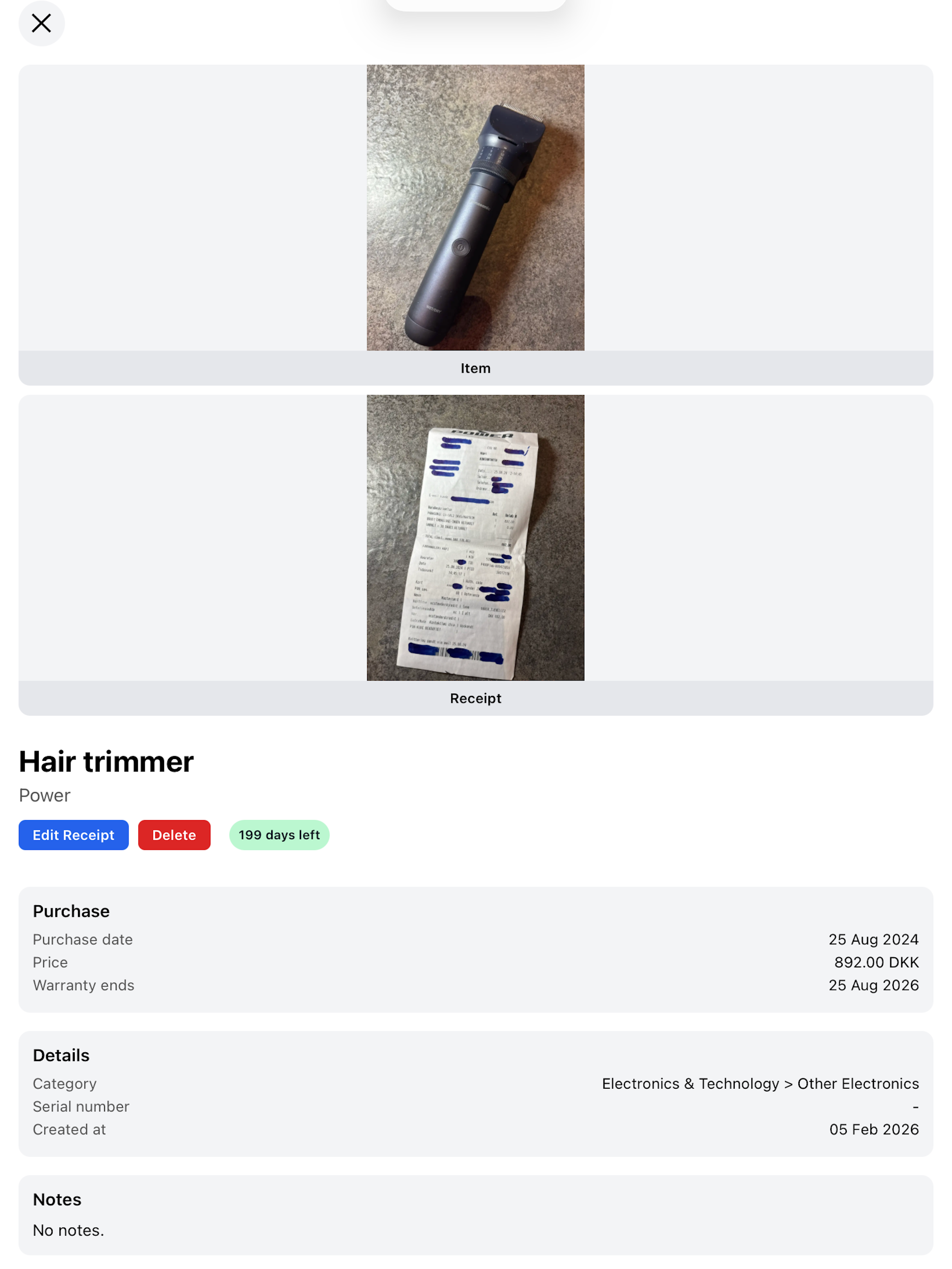 WarrantyBox - Receipt Tracker