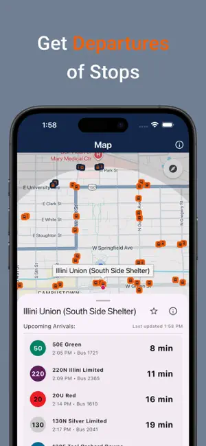 Champaign Bus Tracker screenshot 2