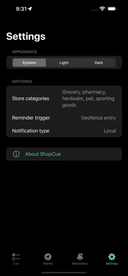 Captura de pantalla de ShopCue en iPhone 1
