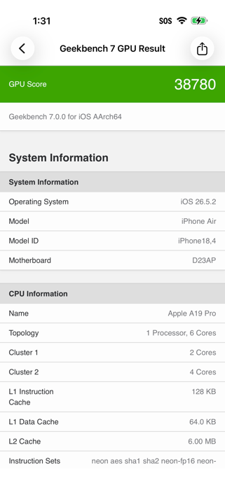 Geekbench 7 Screenshot 5 of 5