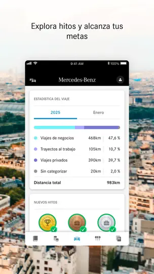 Captura de pantalla de Mercedes-Benz Logbook en iPhone 6