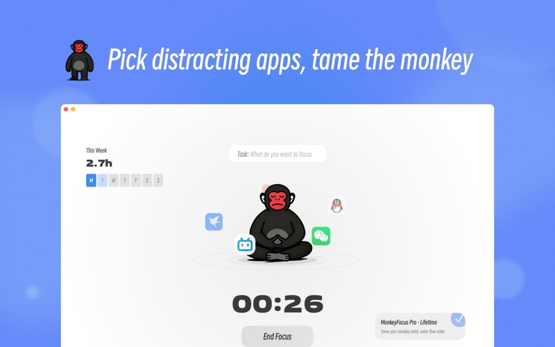 MonkeyFocus - Focus tool app screenshot
