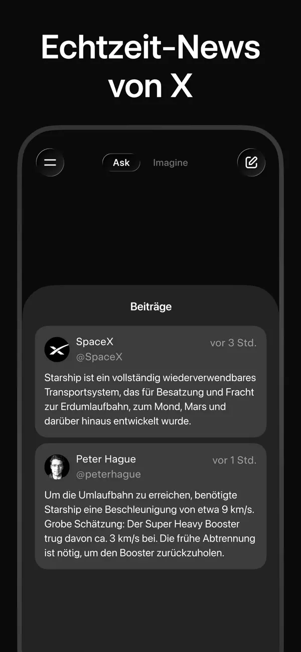 Grok - KI Assistent iPhone App Screenshot 7 – Produktivität