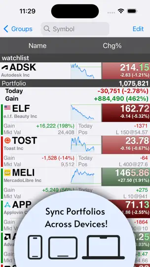 Captura de pantalla de Stocks: Realtime Quotes Charts en iPhone 4
