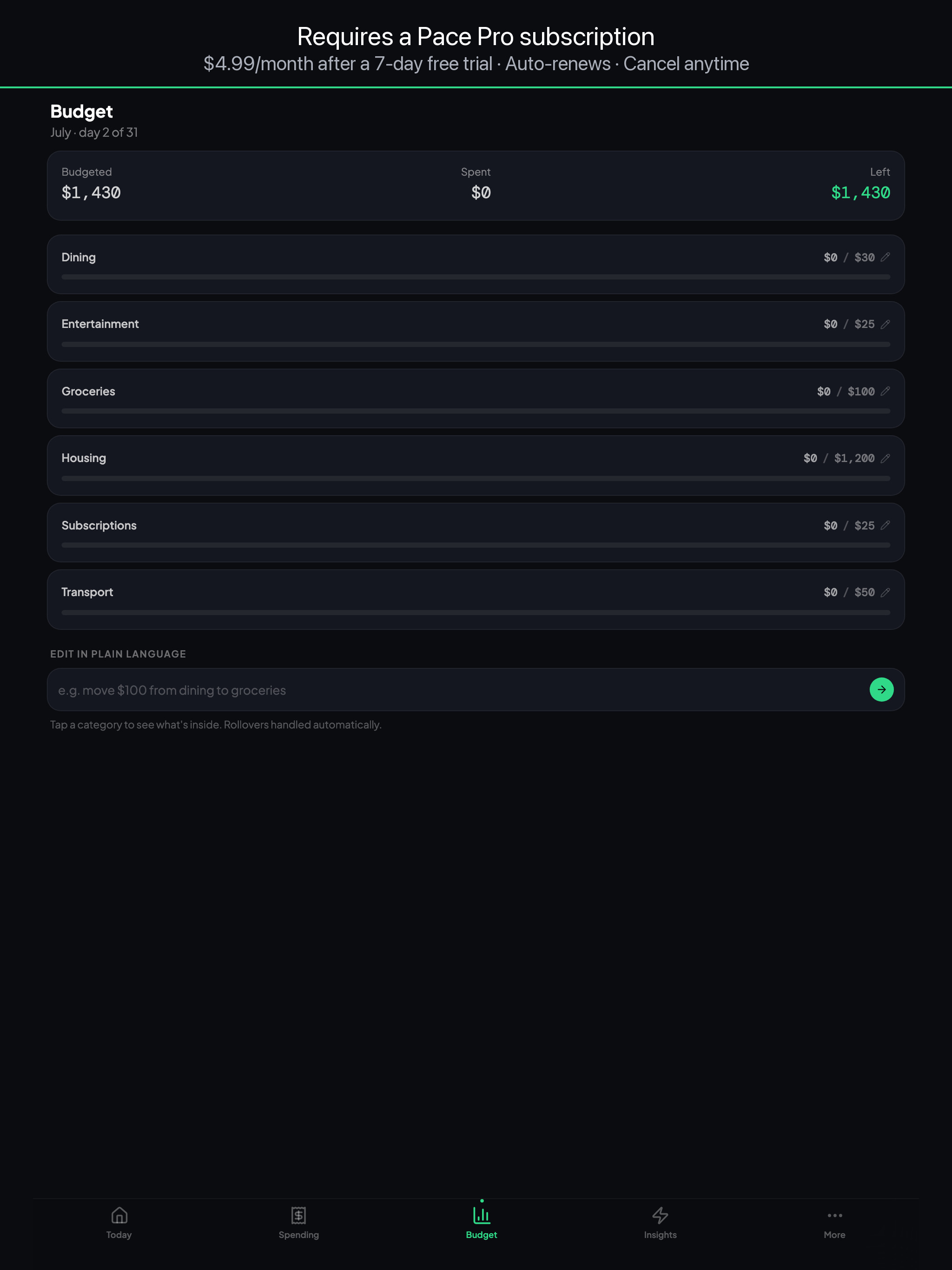 Pace Budget screenshot 7