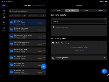 Contractor Estimator iPad screenshot