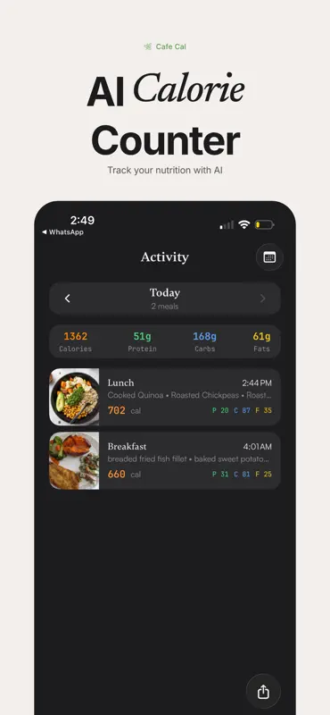 Cafe Cal: AI Calorie Tracker screenshot 7 of 9