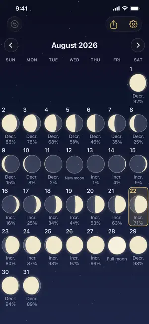 Moon Calendar with Moon Phases screenshot 1
