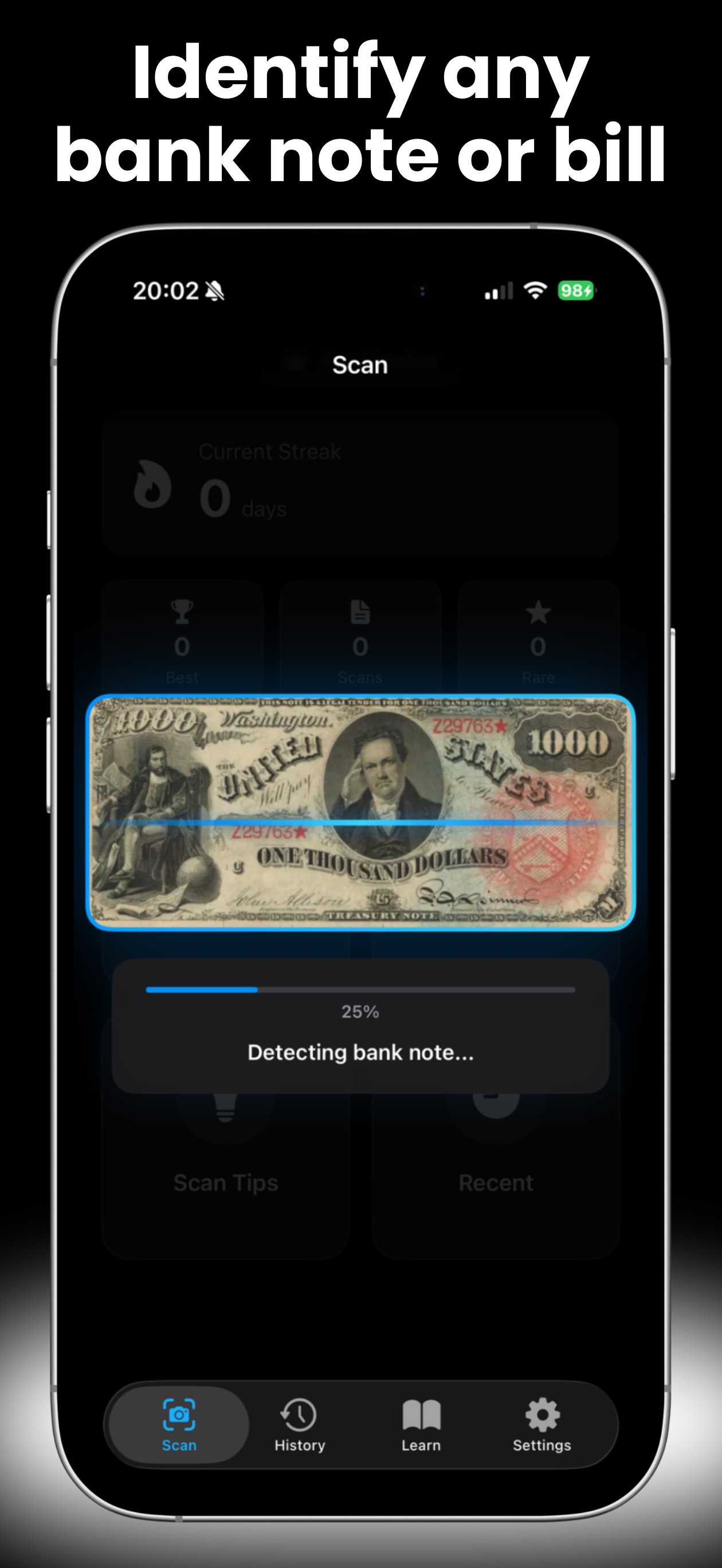 Bank Note Identifier & Scanner