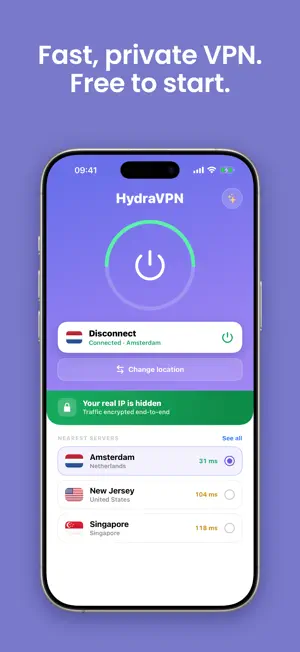 HydraVPN - WiFi VPN Proxy screenshot 1