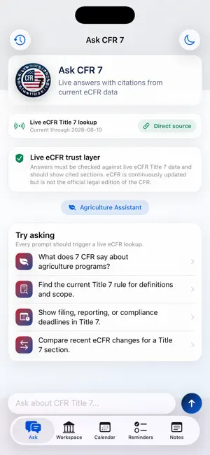 CFR AI - Title 7 screenshot 1