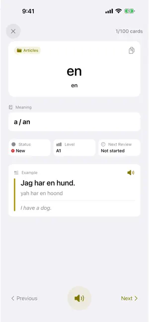 Learn Swedish Vocab Flashcards screenshot 2