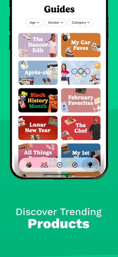 Giftful - Wishlist & Registry - The app provides expertly curated 'Guides' for diverse interests and occasions, helping users discover new items through categories like 'The Dancer Edit' and 'Black History Month' collections.