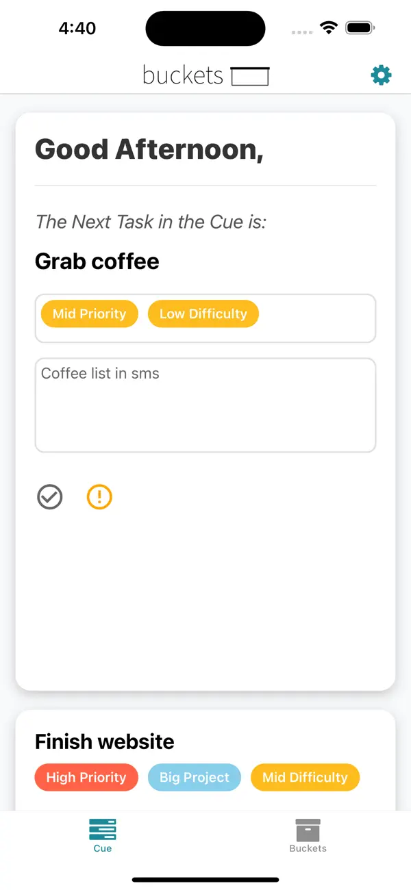 Screenshot #1 pour Buckets - Task Organizing