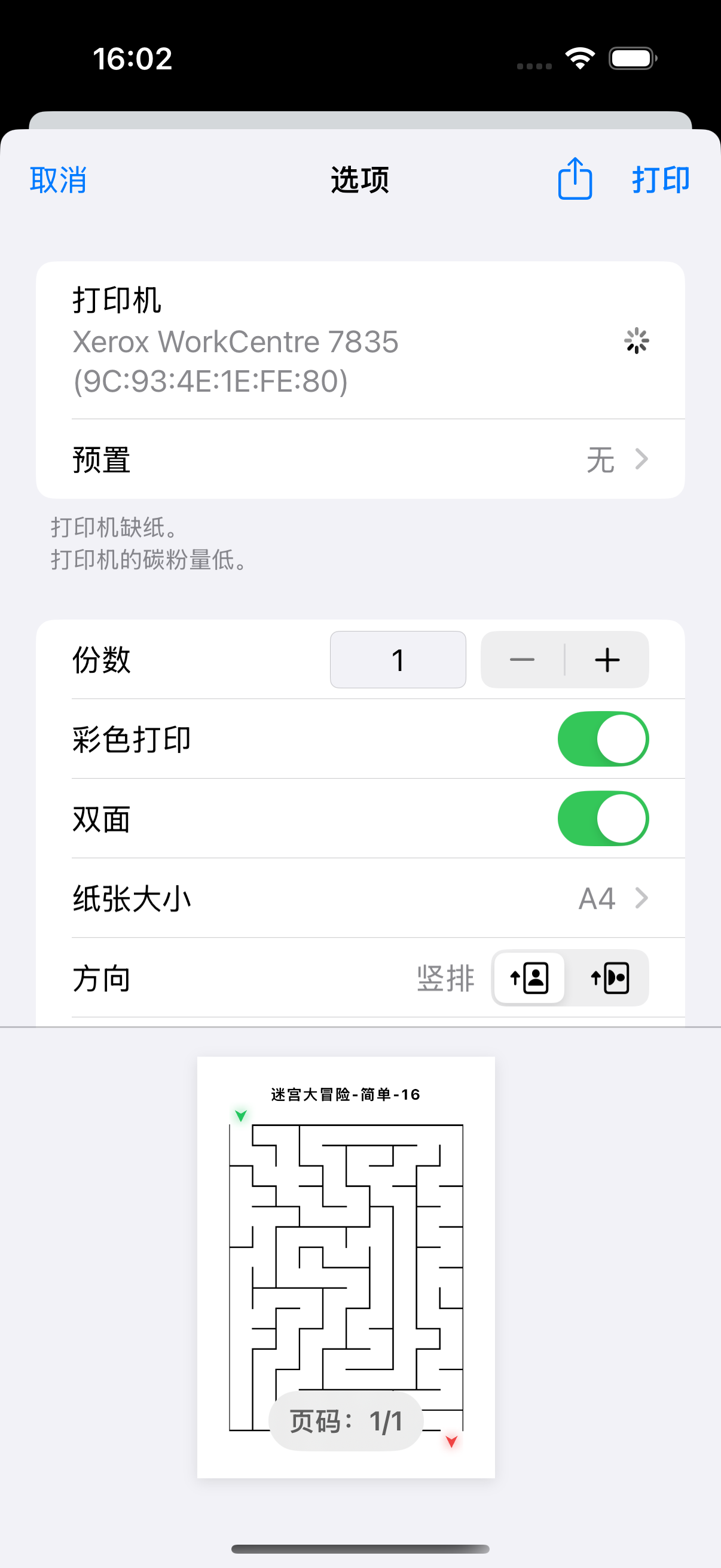 迷宫生成器 - 可打印