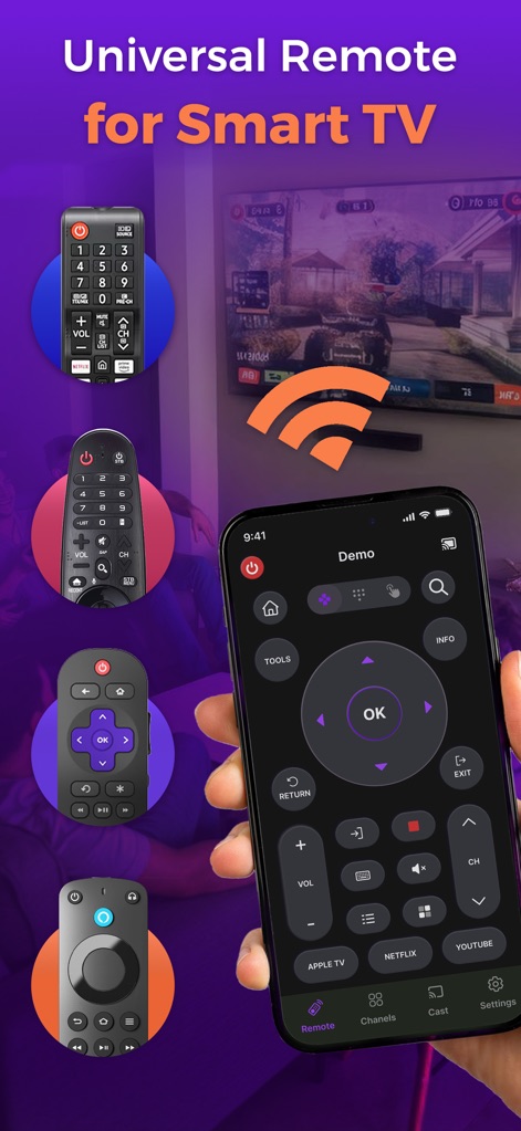 Remote TV: TV Controller - ユーザーは、統一されたリモートインターフェースを通じて、主要アプリへのショートカットや基本的なTV操作を直感的に実行できます。