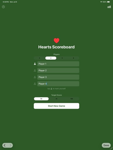 Hearts Score iPad screenshot