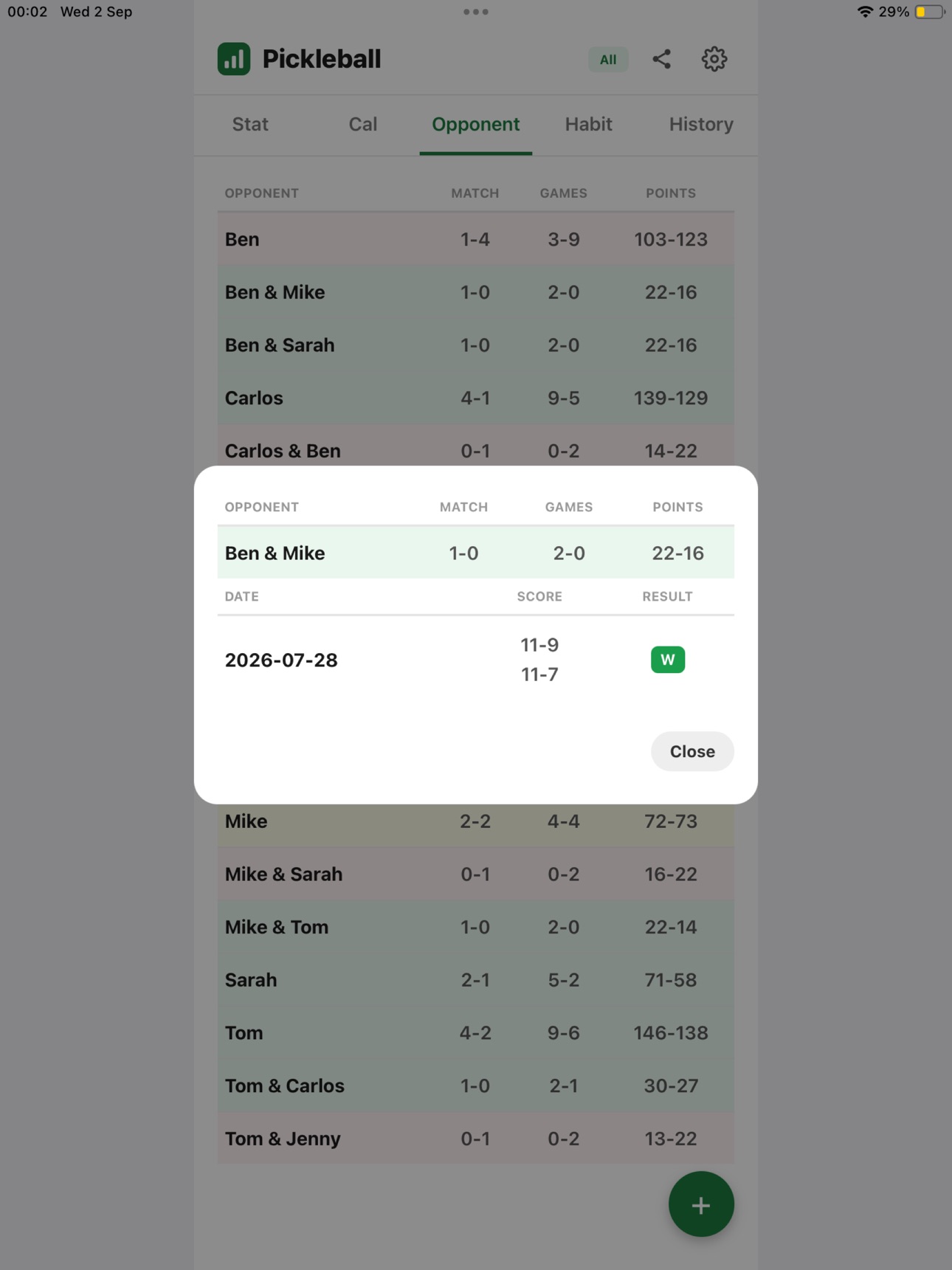Screenshot 10 of Pickleball Tracker Lite