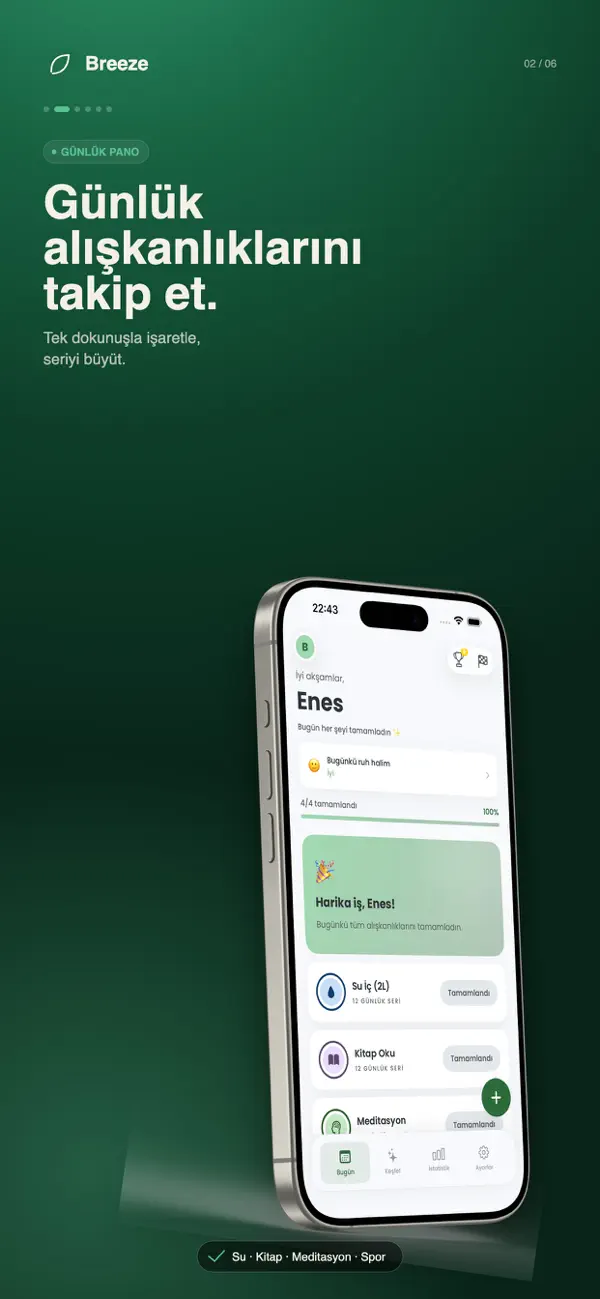 Screenshot #2 pour Breeze - Alışkanlık Takibi