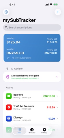 mySubTracker Screenshot 2 of 4