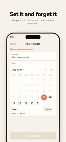 Wispy - AI Voice Reminders iPhone screenshot