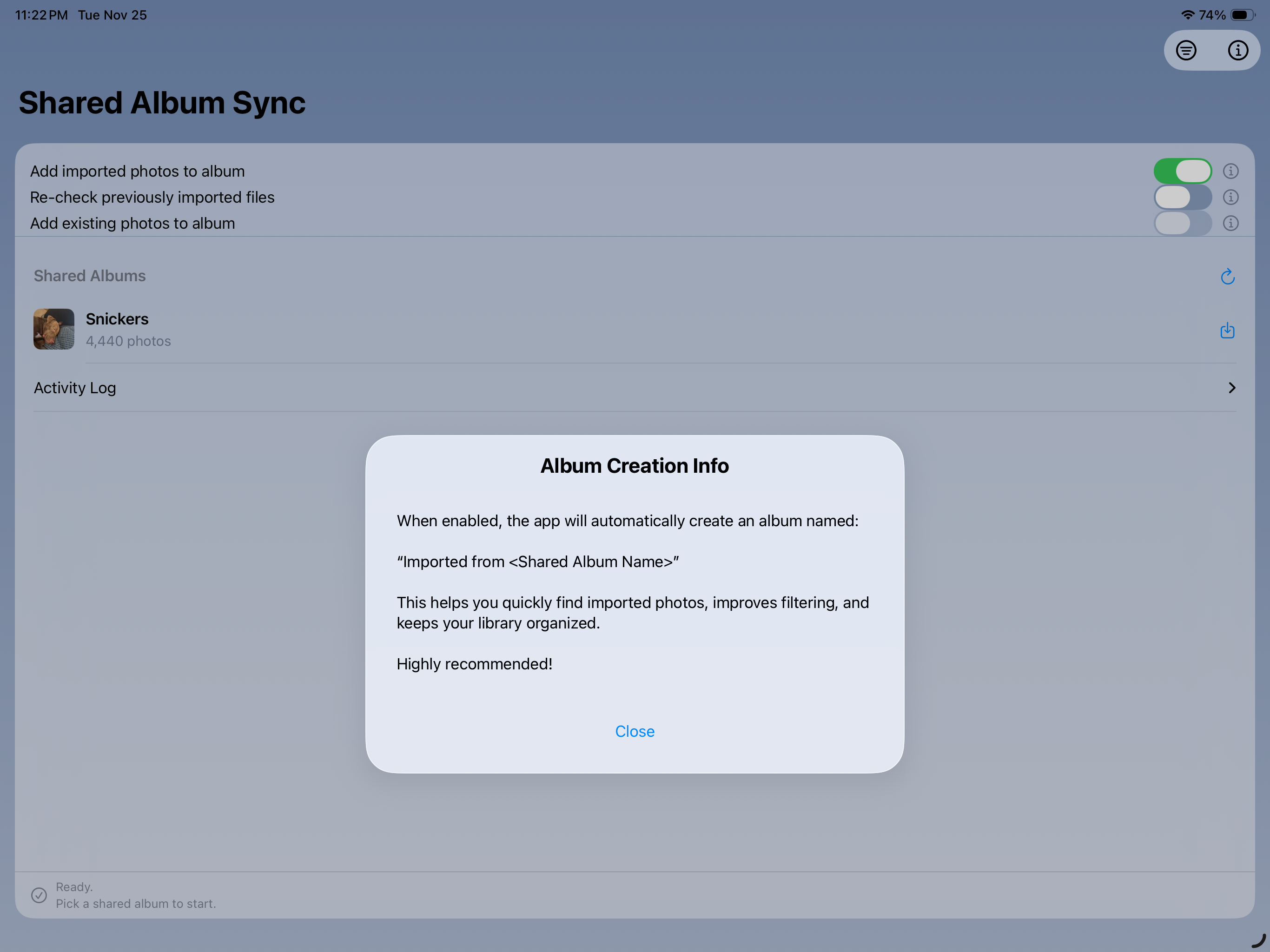 PhotoGraph Shared Album Sync screenshot 6