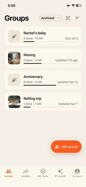 DoneYet: Groups & Tasks screenshot 1