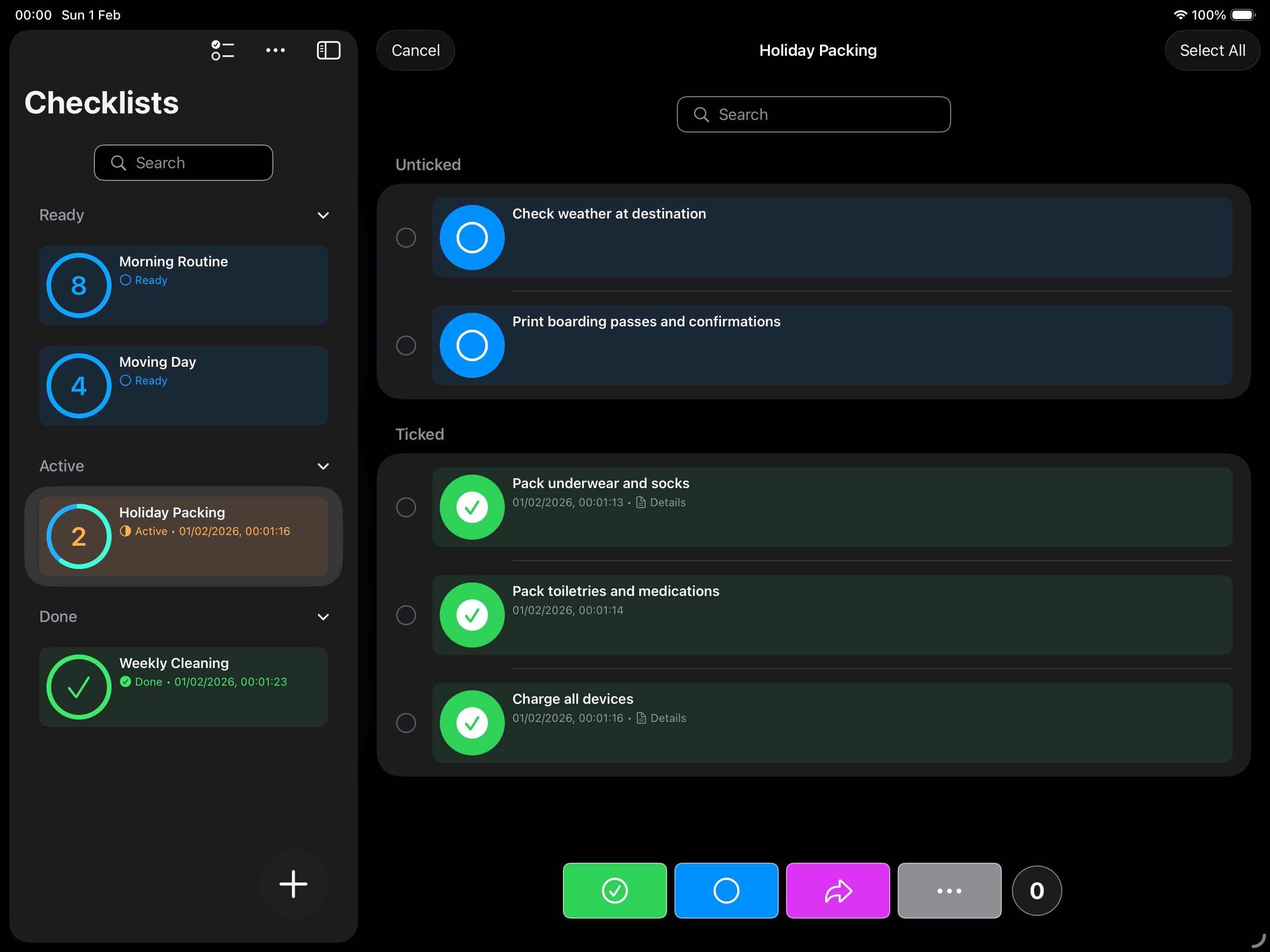 Checkomat: Private Checklists