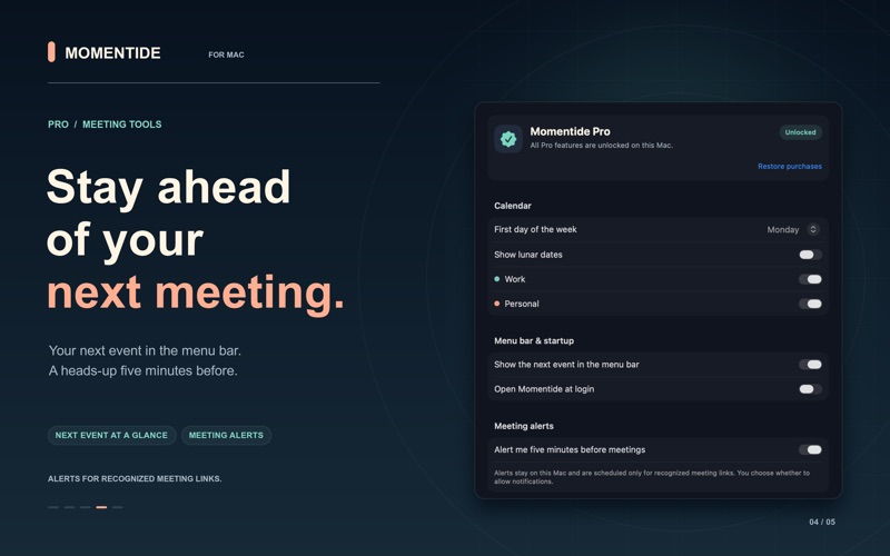 Momentide: Menu Bar Calendar screenshot 4