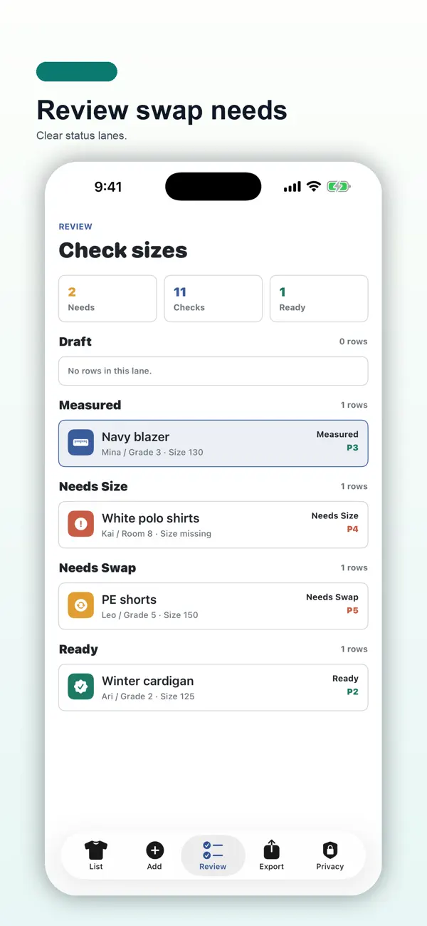 Screenshot #3 pour School Uniform Size Pad