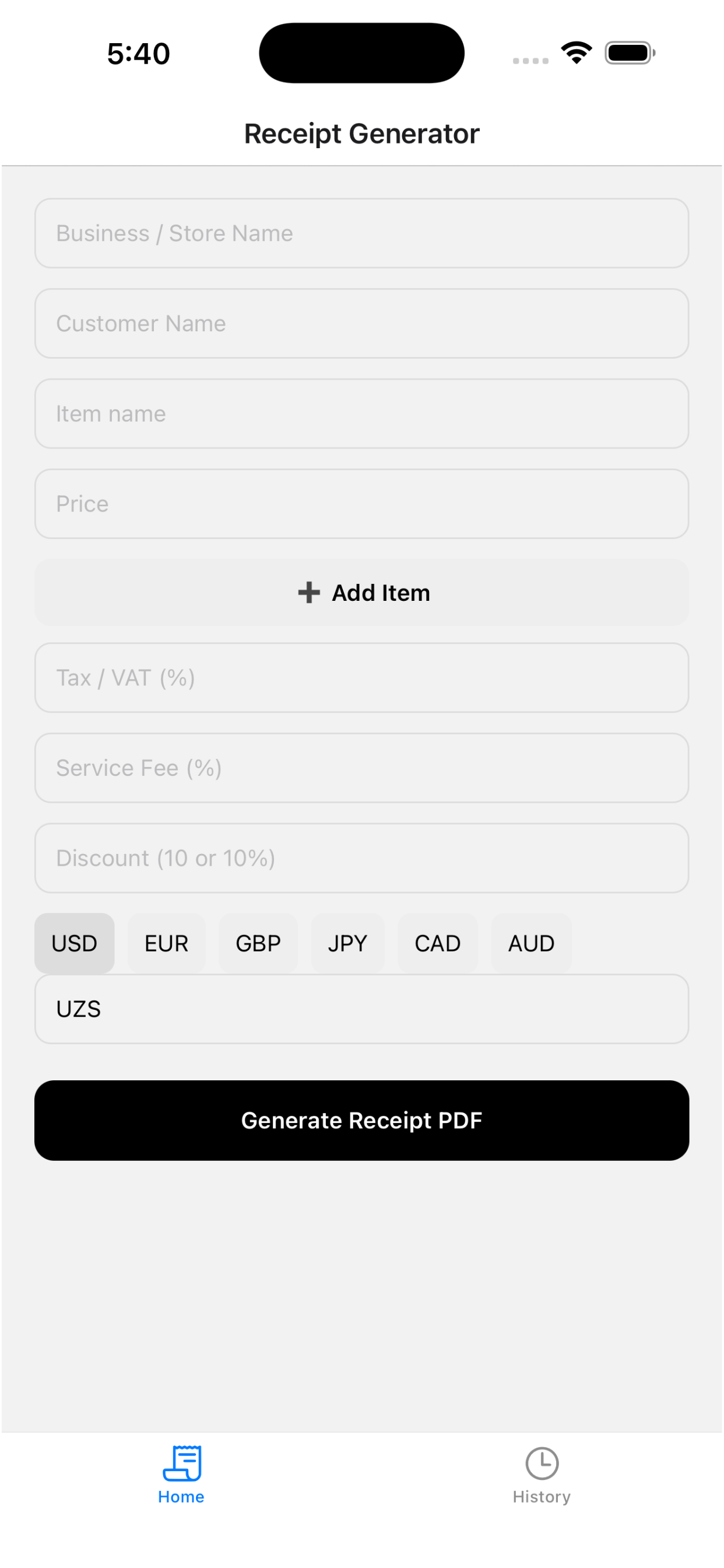Receipt Generator Expert