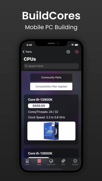 Screenshot #1 pour BuildCores: Part Picker for PC
