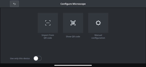 Labscope - Microscope configuration is streamlined, offering convenient methods such as "Import from QR code" or a flexible "Manual configuration" option for quick deployment.