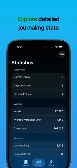 JournalWrite: Journal & Stats screenshot 2
