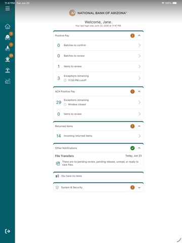 NB|AZ Positive Pay iPad screenshot