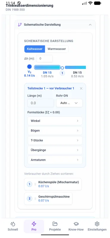 Trinkwasserdimensionierung screenshot 4 of 10