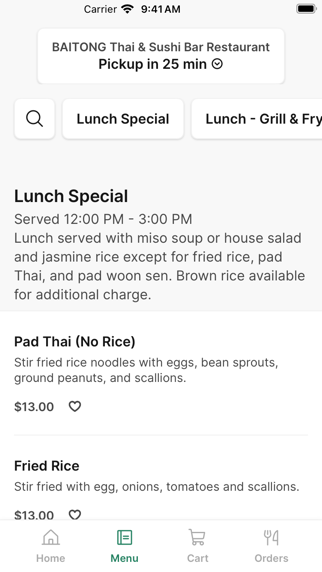 BAITONG Thai To Go iPhone screenshot 2 - Food & Drink app
