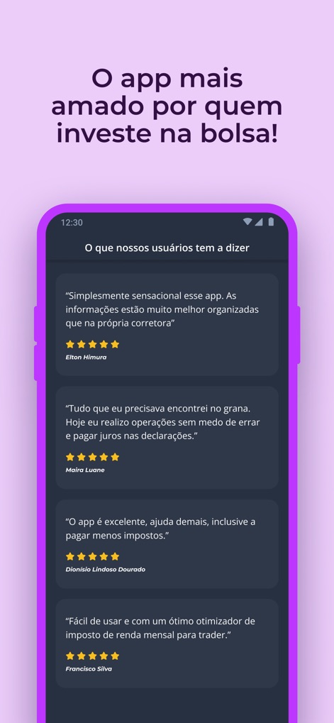 Grana - IR da bolsa automático - Genuine user reviews showcase the app's highly organized interface and its ability to instill confidence in investors regarding their tax declarations.