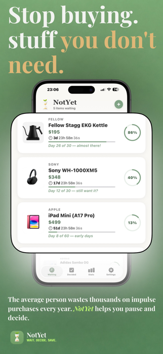NotYet - Stop Impulse Buying Screenshot 1 of 6