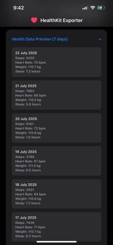 My Health Export screenshot