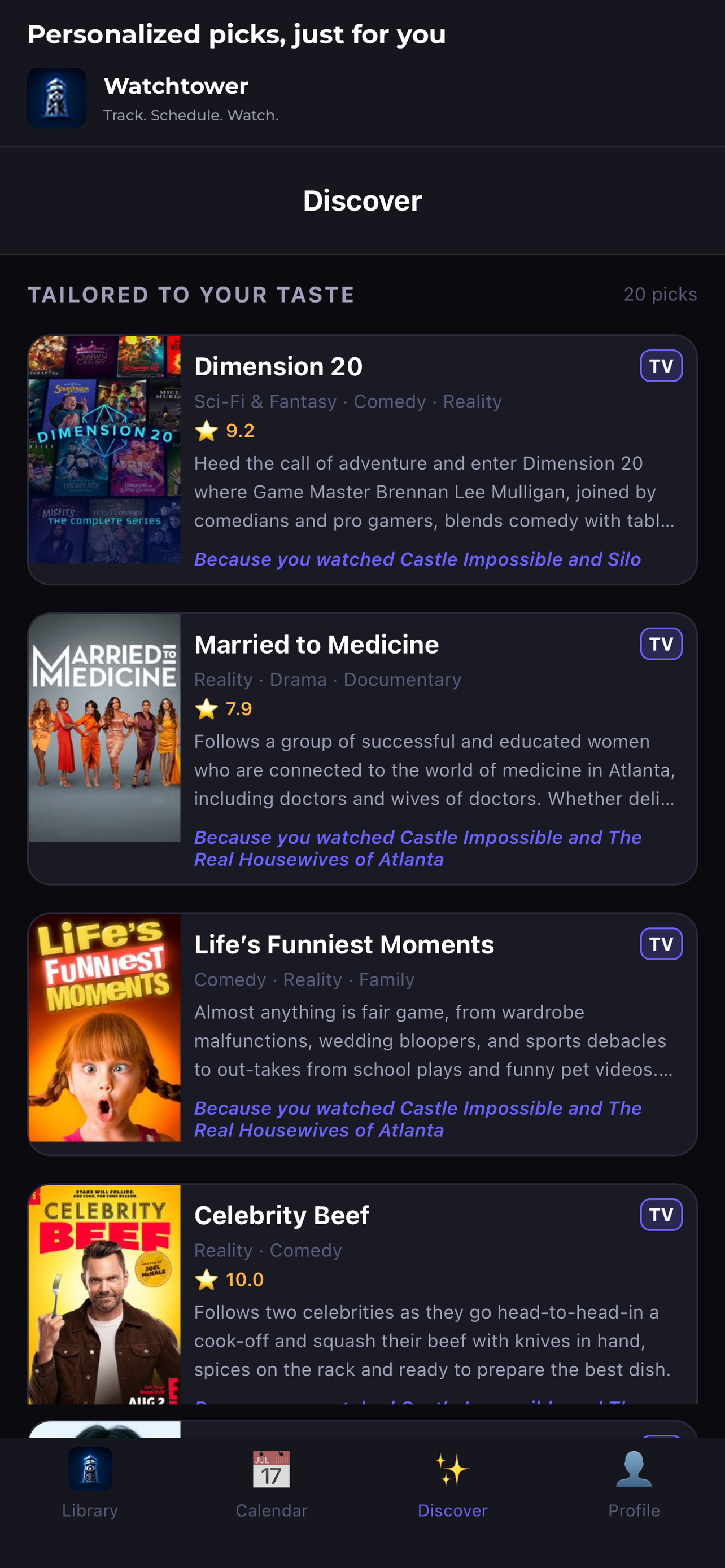 Watchtower: TV & Movie Tracker