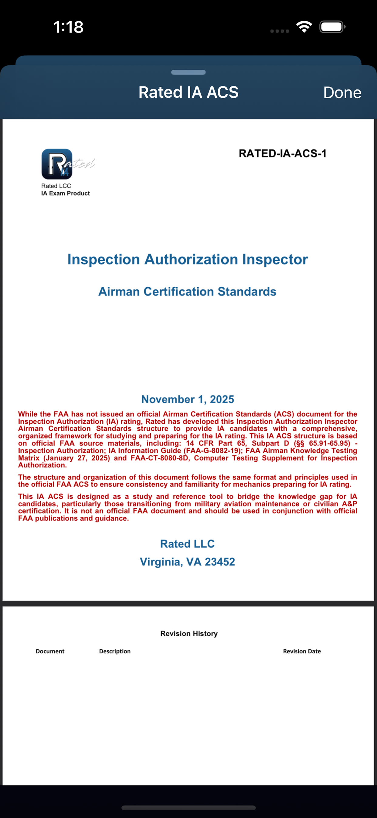 FAA IA Rating Study