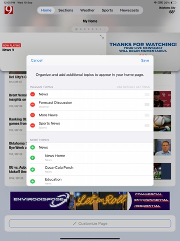 News 9 iPad screenshot
